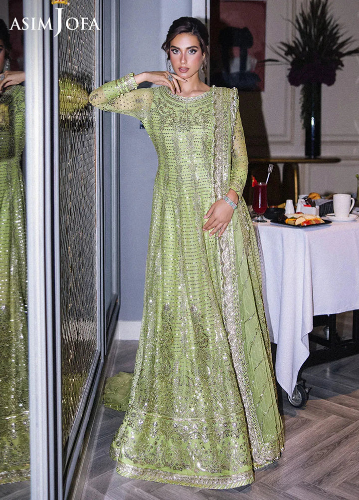 Asim Jofa Embroidered Net Suits Unstitched 3 Piece AJ25F AJFF-04 - Festive Collection