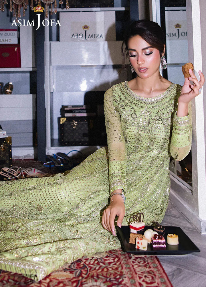 Asim Jofa Embroidered Net Suits Unstitched 3 Piece AJ25F AJFF-04 - Festive Collection
