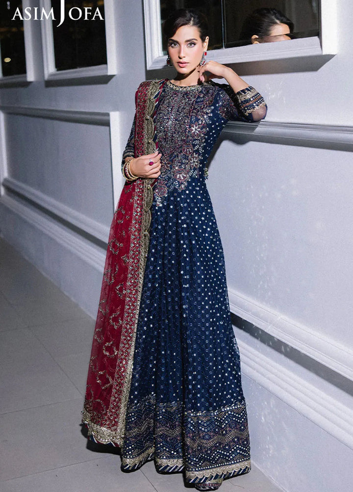 Asim Jofa Embroidered Net Suits Unstitched 3 Piece AJ25F AJFF-05 - Festive Collection