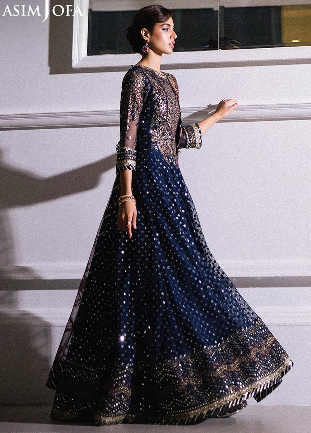 Asim Jofa Embroidered Net Suits Unstitched 3 Piece AJ25F AJFF-05 - Festive Collection