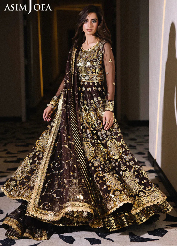 Asim Jofa Embroidered Net Suits Unstitched 3 Piece AJ25F AJFF-07 - Festive Collection