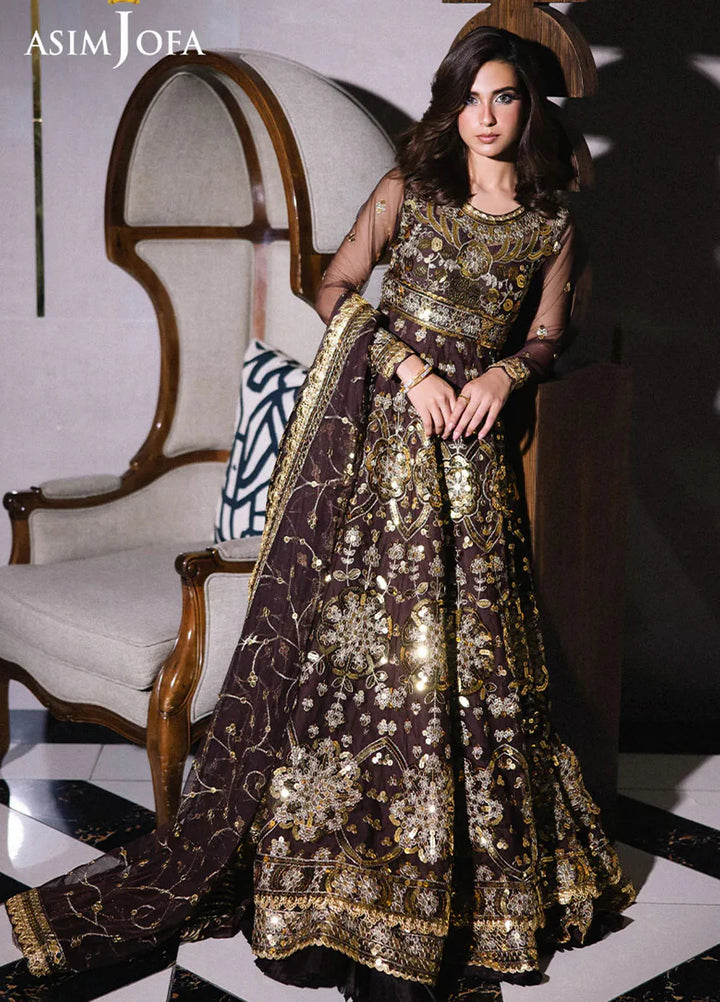 Asim Jofa Embroidered Net Suits Unstitched 3 Piece AJ25F AJFF-07 - Festive Collection