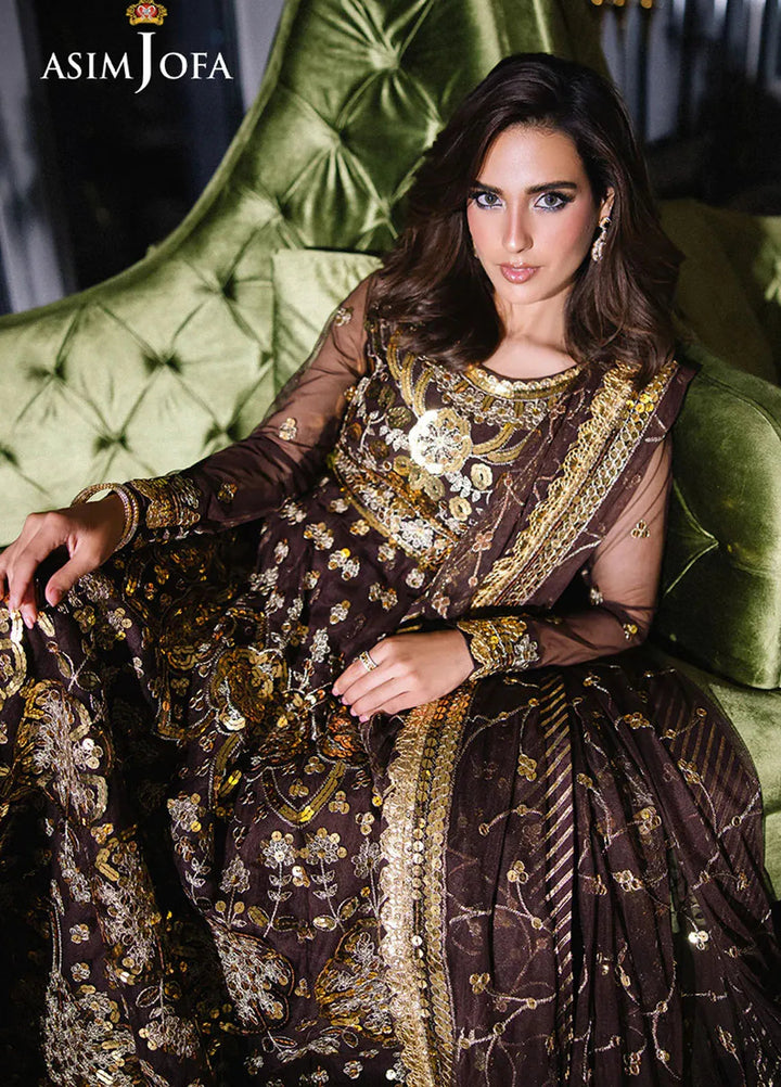 Asim Jofa Embroidered Net Suits Unstitched 3 Piece AJ25F AJFF-07 - Festive Collection