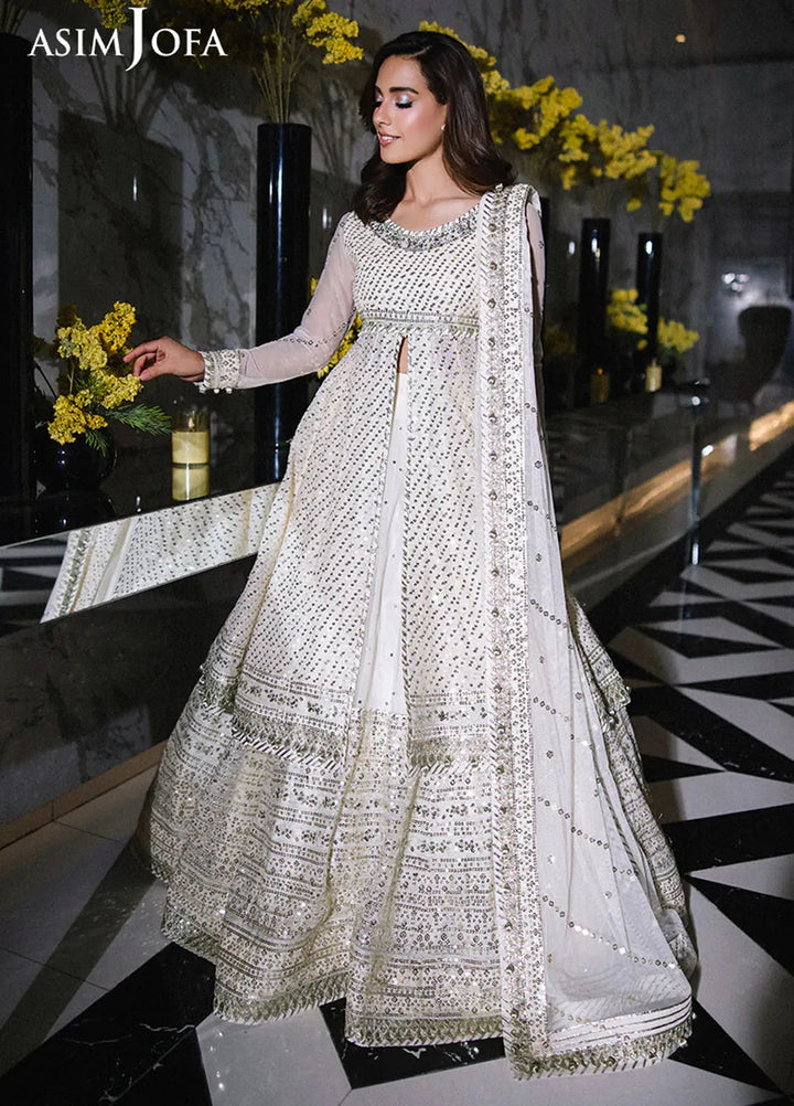 Asim Jofa Embroidered Net Suits Unstitched 3 Piece AJ25F AJFF-09 - Festive Collection