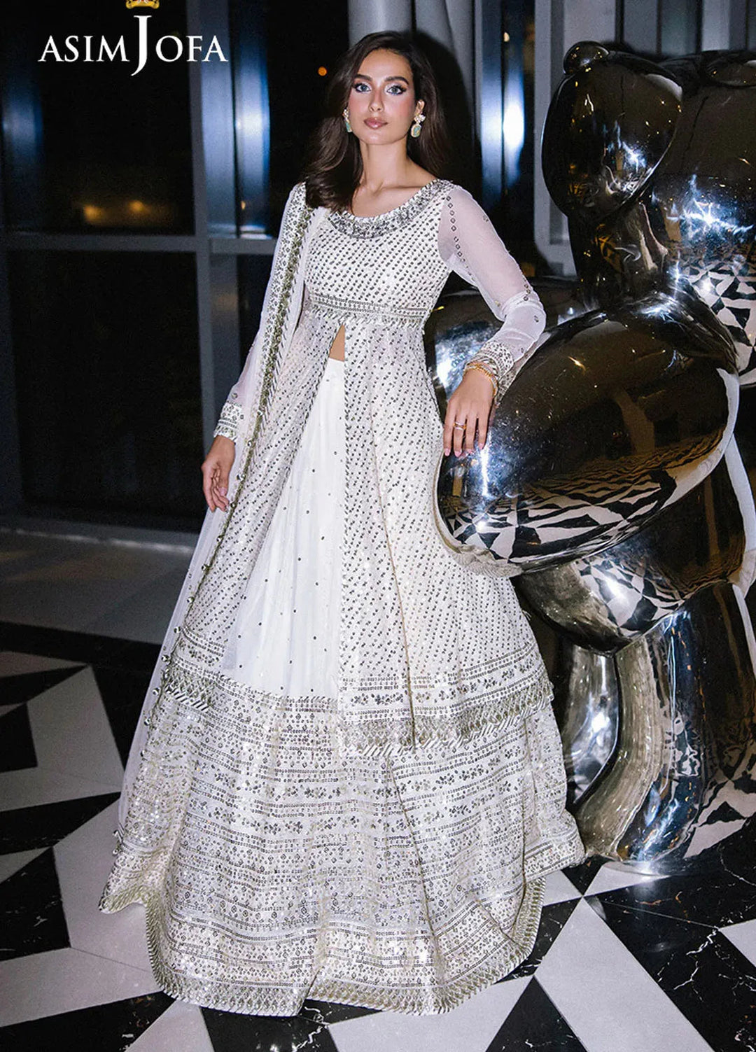 Asim Jofa Embroidered Net Suits Unstitched 3 Piece AJ25F AJFF-09 - Festive Collection