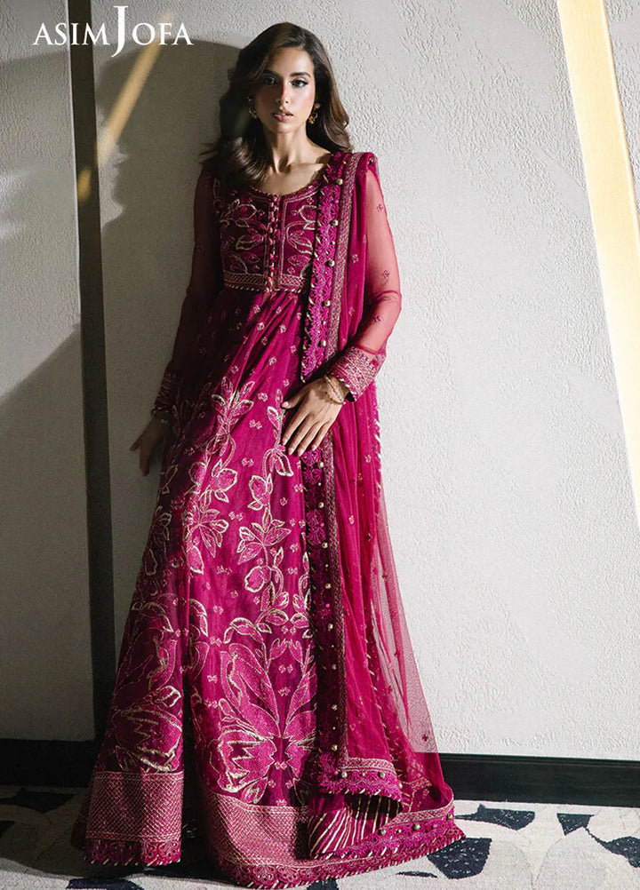 Asim Jofa Embroidered Net Suits Unstitched 3 Piece AJ25F AJFF-10 - Festive Collection