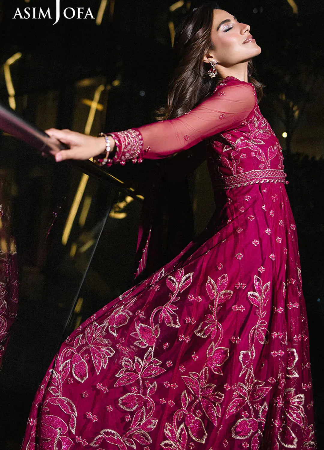 Asim Jofa Embroidered Net Suits Unstitched 3 Piece AJ25F AJFF-10 - Festive Collection