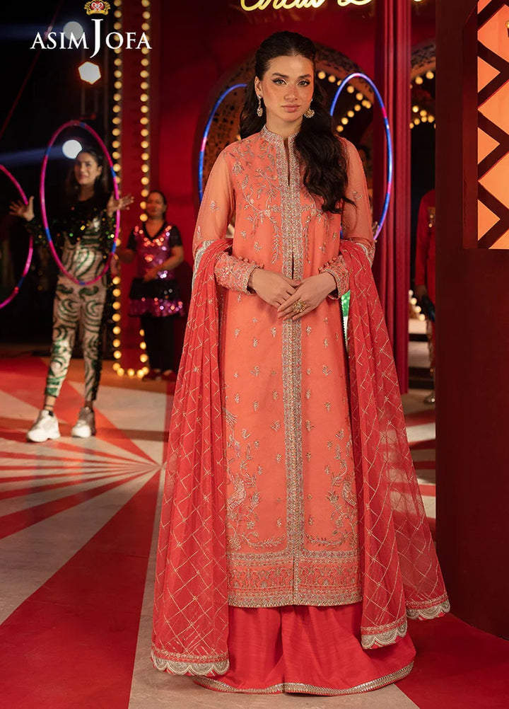 Asim Jofa Embroidered Net Suits Unstitched 3 Piece AJ25LD AJLLF-13 - Festive Collection