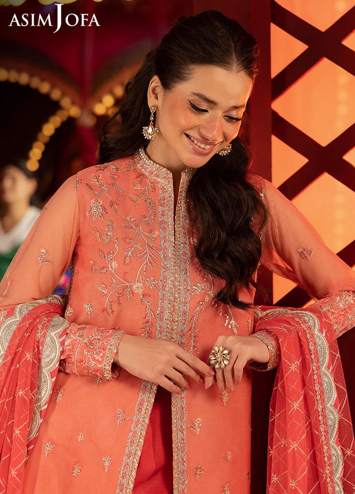 Asim Jofa Embroidered Net Suits Unstitched 3 Piece AJ25LD AJLLF-13 - Festive Collection