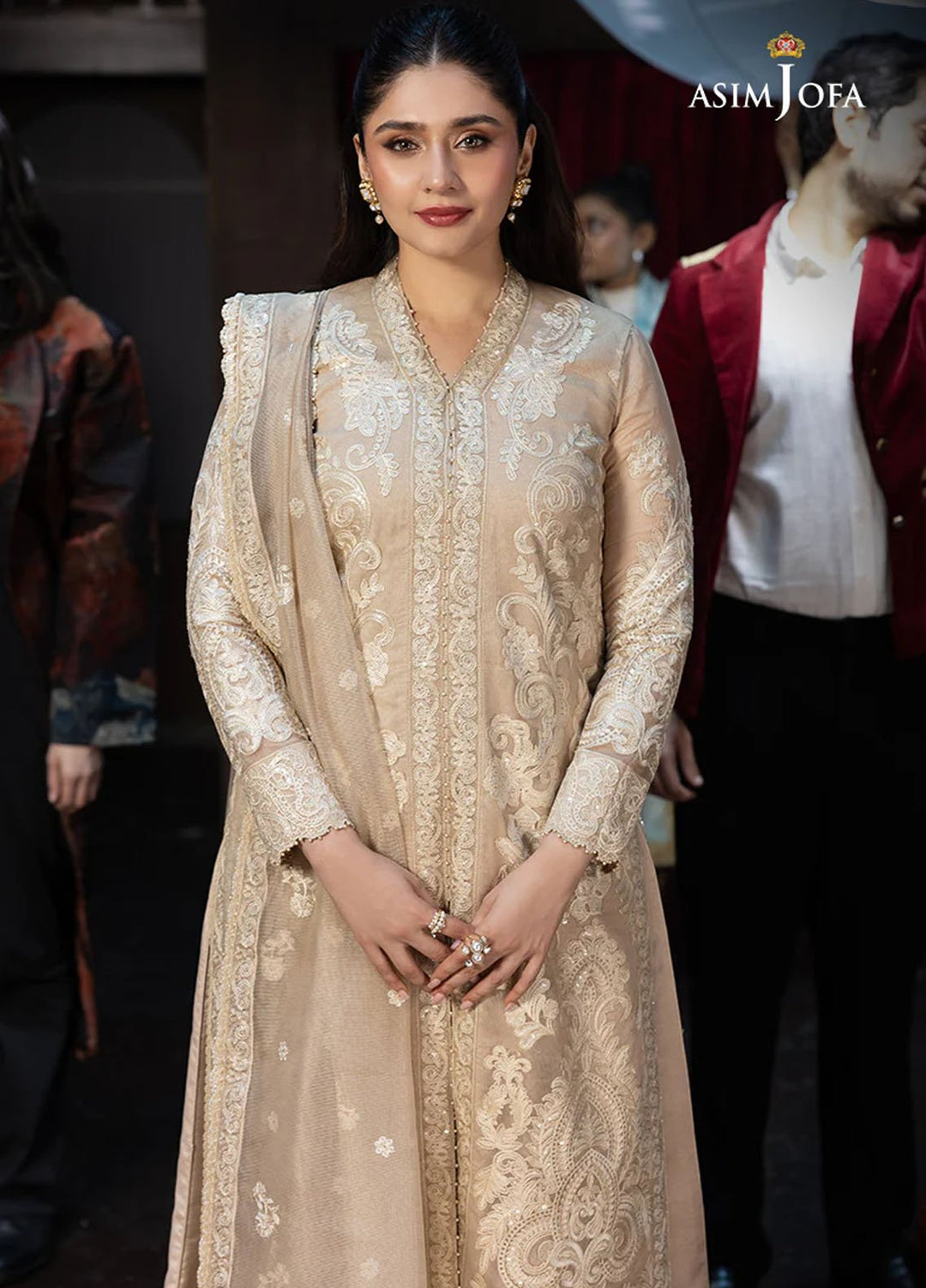 Asim Jofa Embroidered Net Suits Unstitched 3 Piece AJ25LD AJLLF-20 - Festive Collection