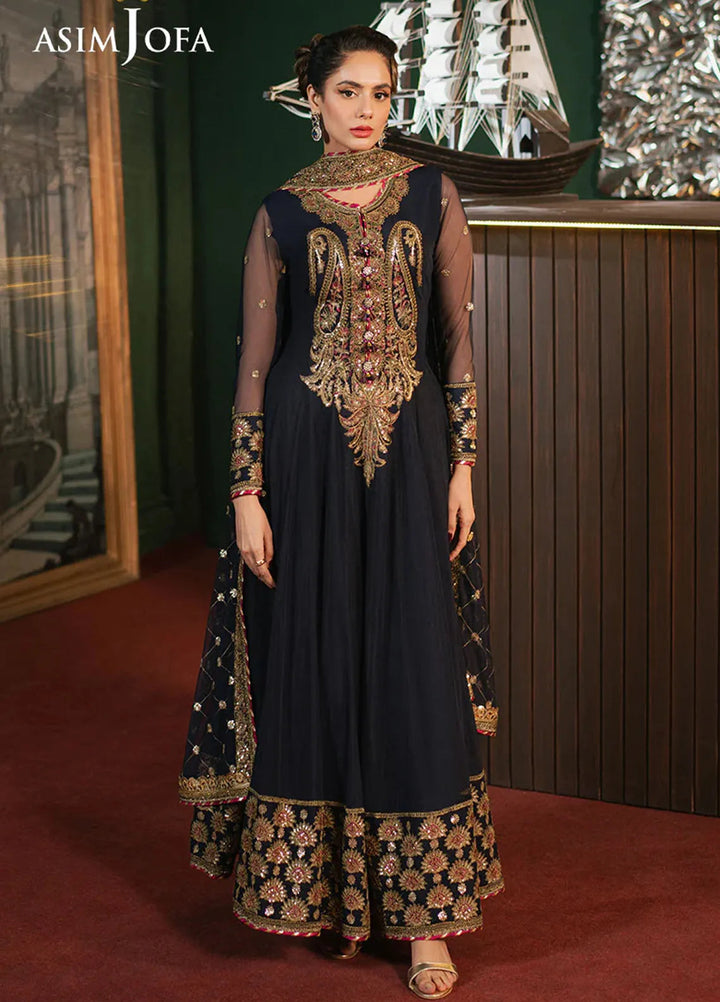 Asim Jofa Embroidered Net Suits Unstitched 3 Piece AJ25PF AJPF-03 - Festive Collection