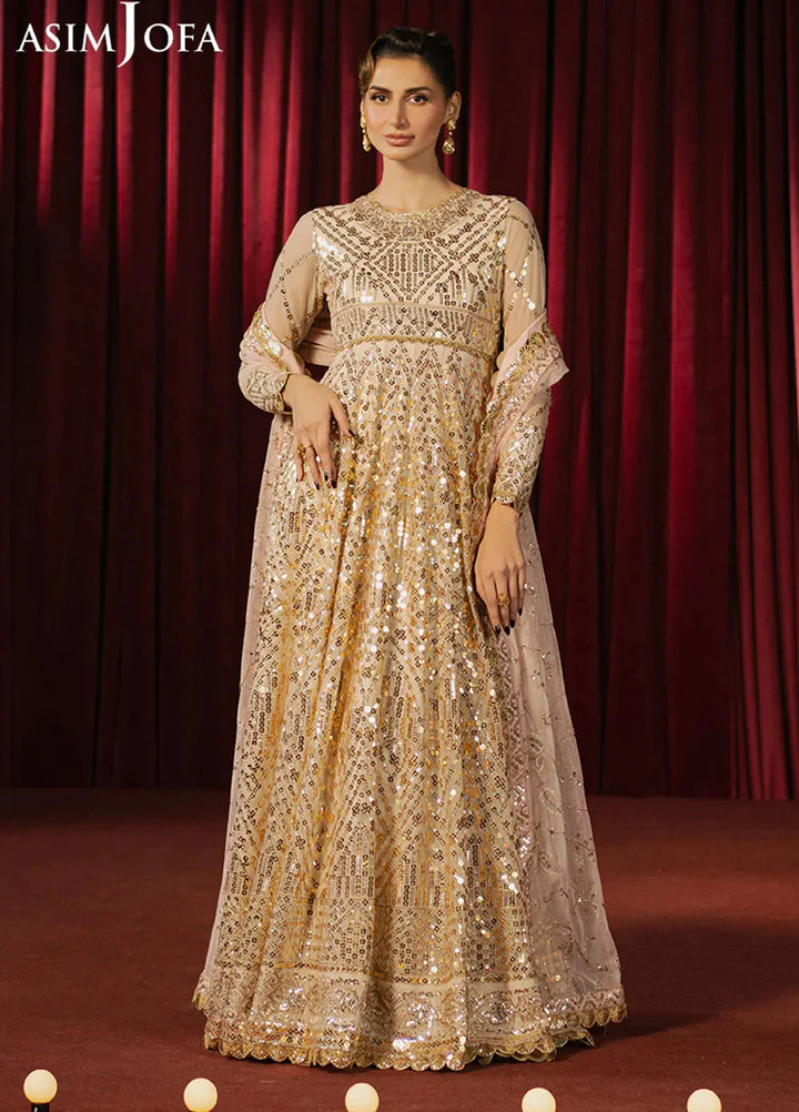 Asim Jofa Embroidered Net Suits Unstitched 3 Piece AJ25PF AJPF-18 - Festive Collection