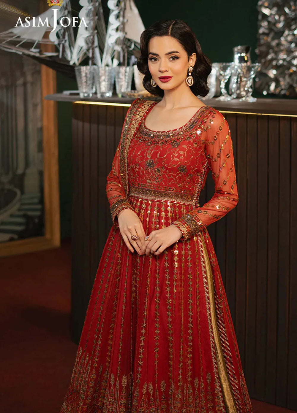 Asim Jofa Embroidered Net Suits Unstitched 3 Piece AJ25PF AJPF-32 - Festive Collection