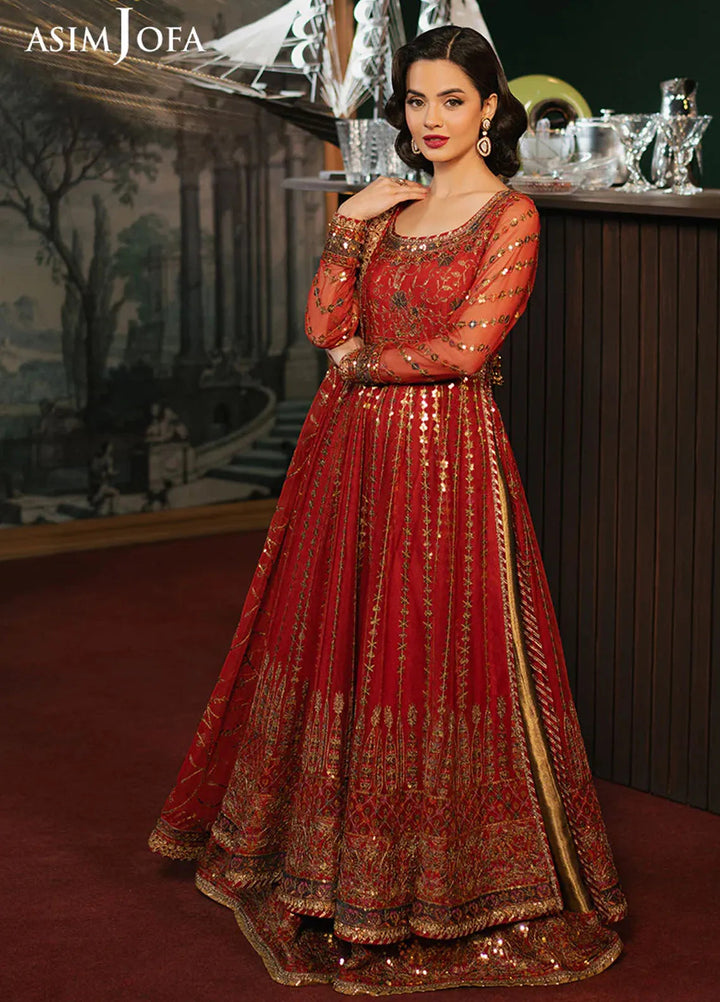 Asim Jofa Embroidered Net Suits Unstitched 3 Piece AJ25PF AJPF-32 - Festive Collection