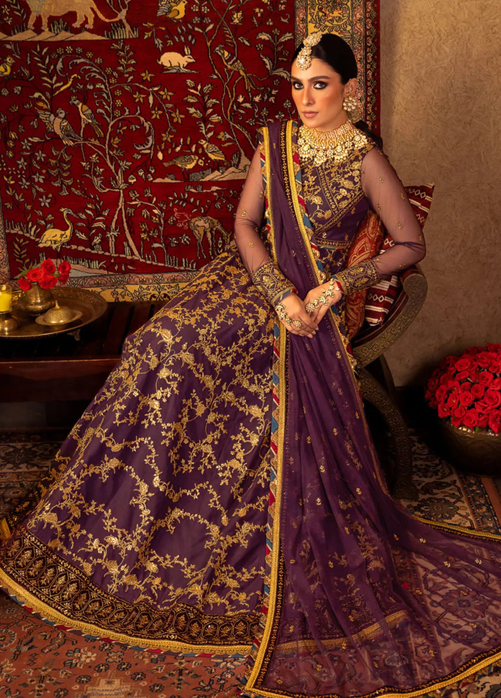 Asim Jofa Embroidered Net Unstitched Suit 3 Piece AJ23VF AJVF-03 - Festive Collection