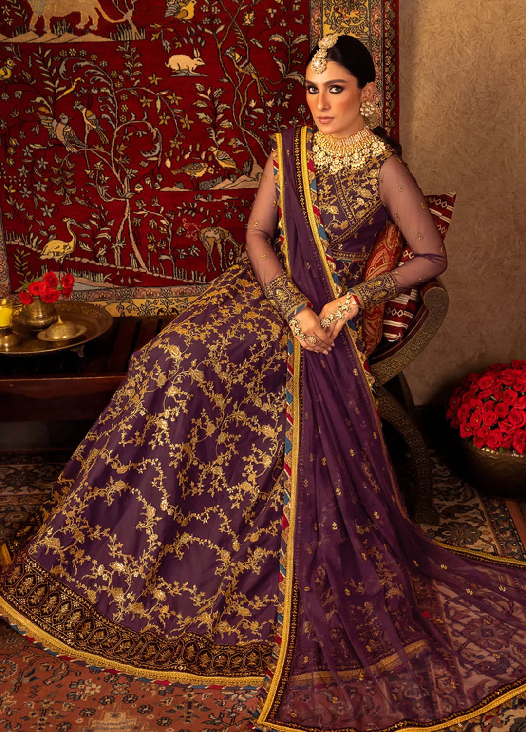 Asim Jofa Embroidered Net Unstitched Suit 3 Piece AJ23VF AJVF-03 - Festive Collection