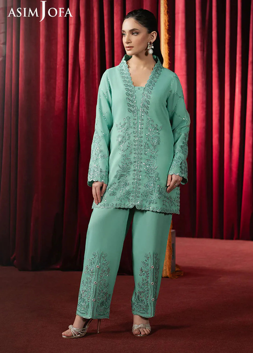Asim Jofa Embroidered Organza Suits Unstitched 2 Piece AJ25PF AJPF-11 - Festive Collection