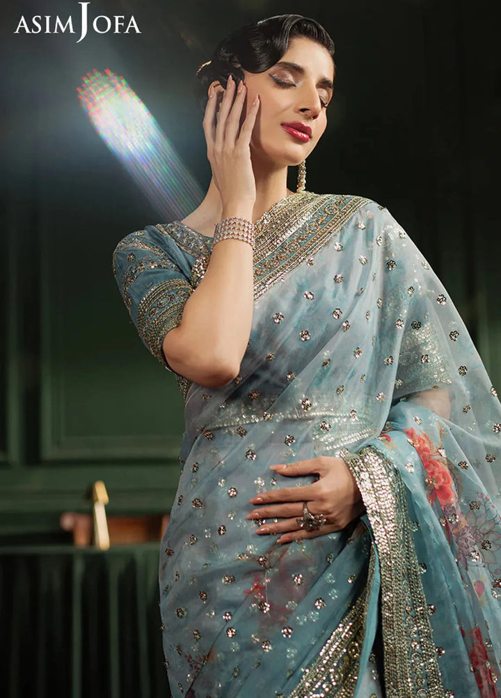 Asim Jofa Embroidered Organza Unstitched Saree AJ25PF AJPF-27 - Festive Collection