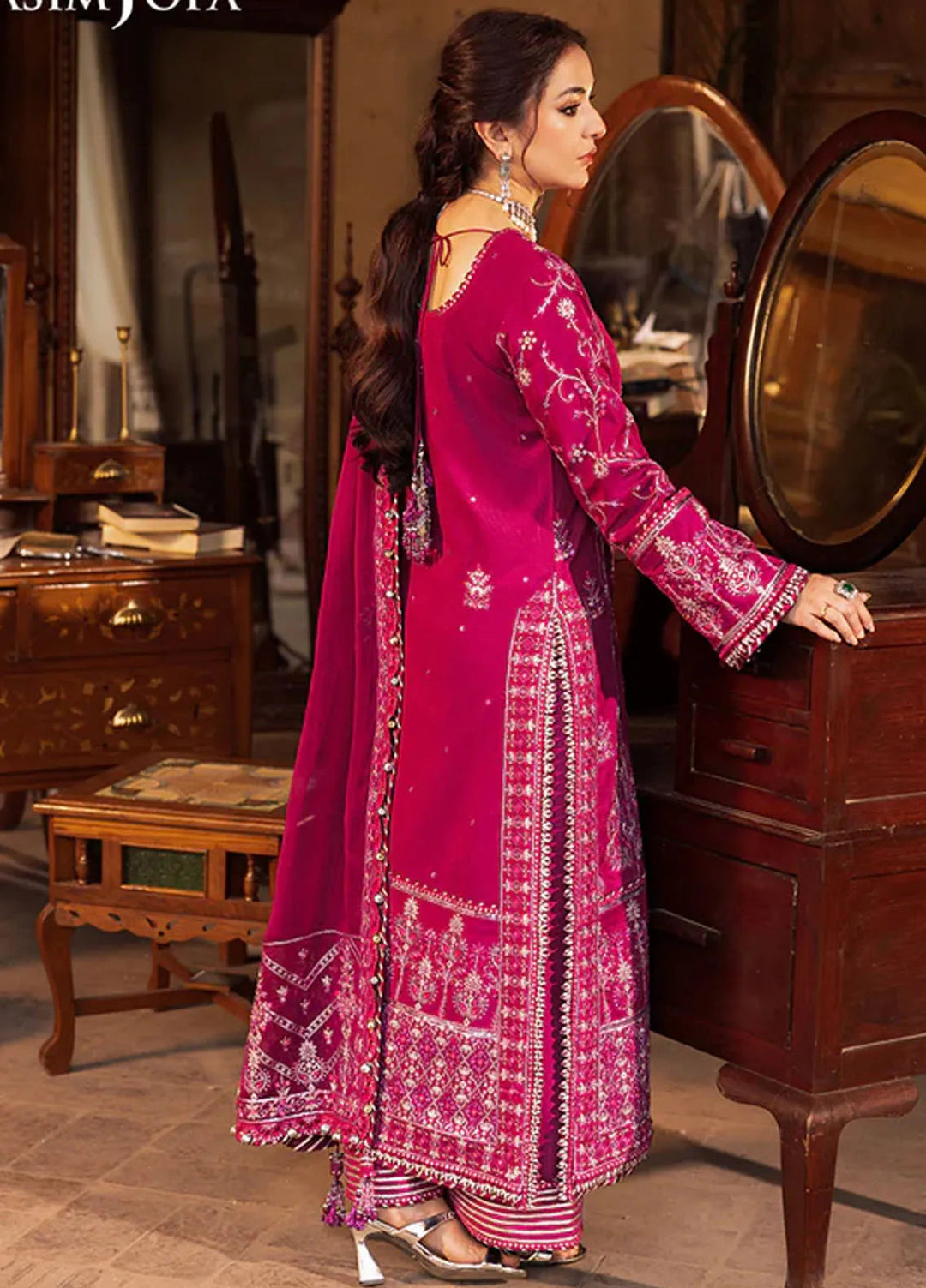 Asim Jofa Embroidered Paper Cotton Suits Unstitched 3 Piece AJ24CE AJCE-09 - Formal Collection