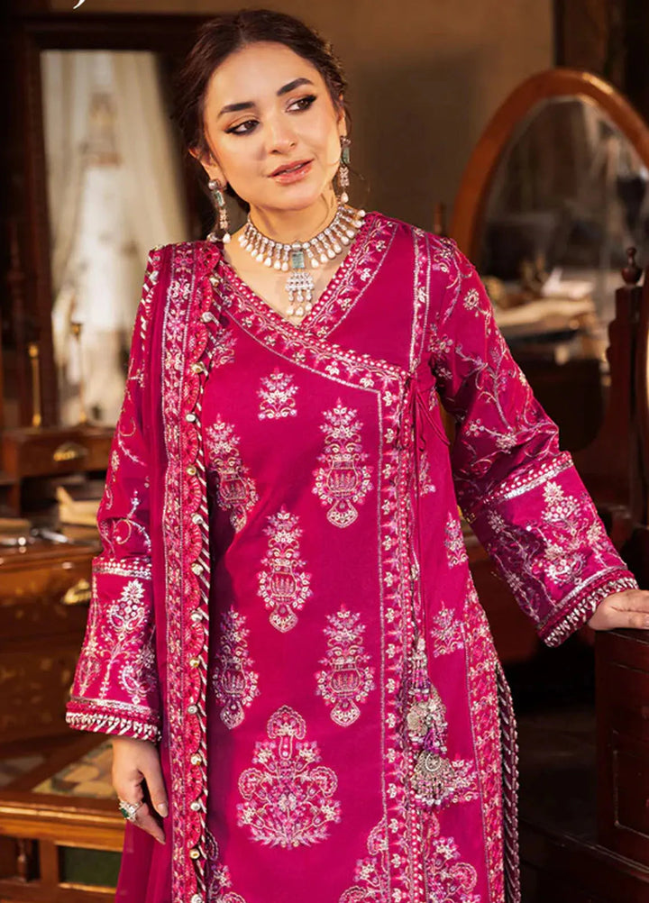 Asim Jofa Embroidered Paper Cotton Suits Unstitched 3 Piece AJ24CE AJCE-09 - Formal Collection