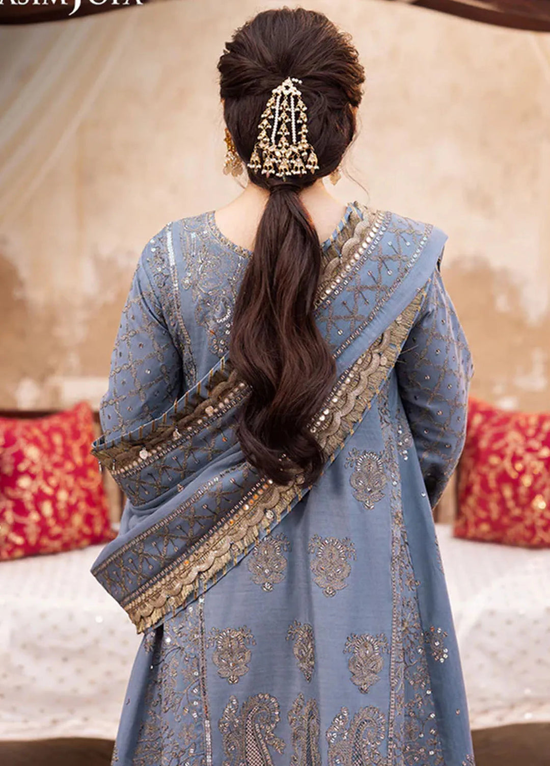 Asim Jofa Embroidered Paper Cotton Suits Unstitched 3 Piece AJ24CE AJCE-12 - Formal Collection