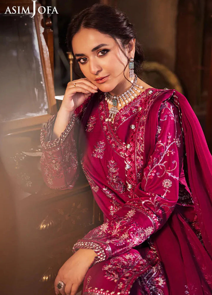 Asim Jofa Embroidered Paper Cotton Unstitched Suit 3 Piece AJ24CE AJCE-09 - Formal Collection