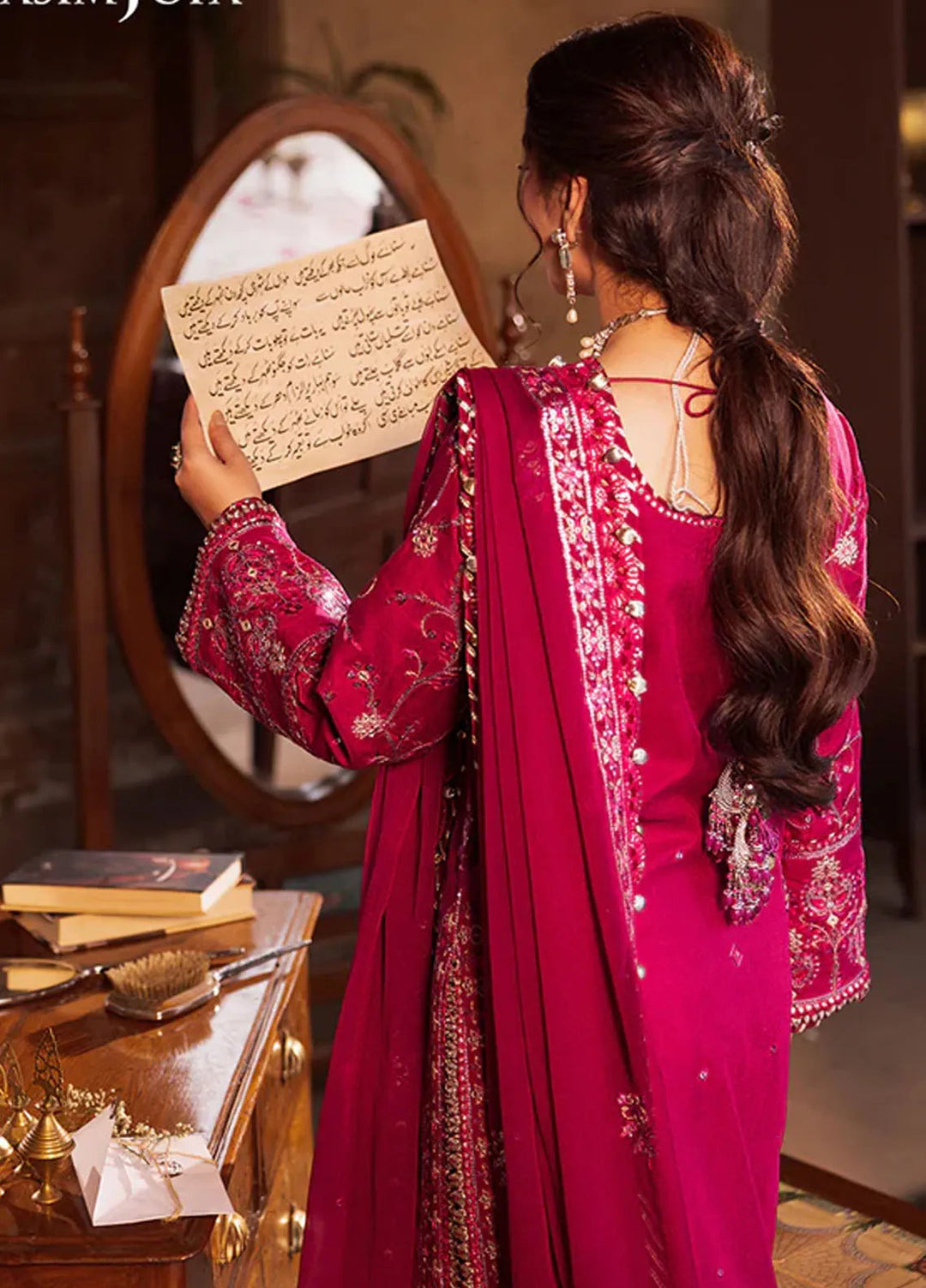 Asim Jofa Embroidered Paper Cotton Unstitched Suit 3 Piece AJ24CE AJCE-09 - Formal Collection
