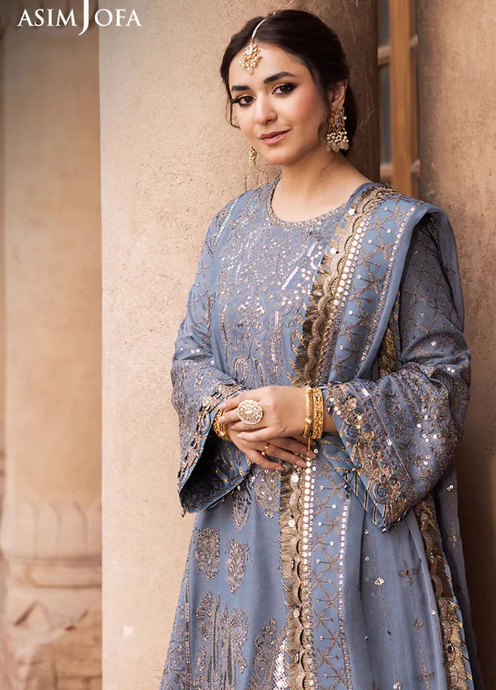 Asim Jofa Embroidered Paper Cotton Unstitched Suit 3 Piece AJ24CE AJCE-12 - Formal Collection