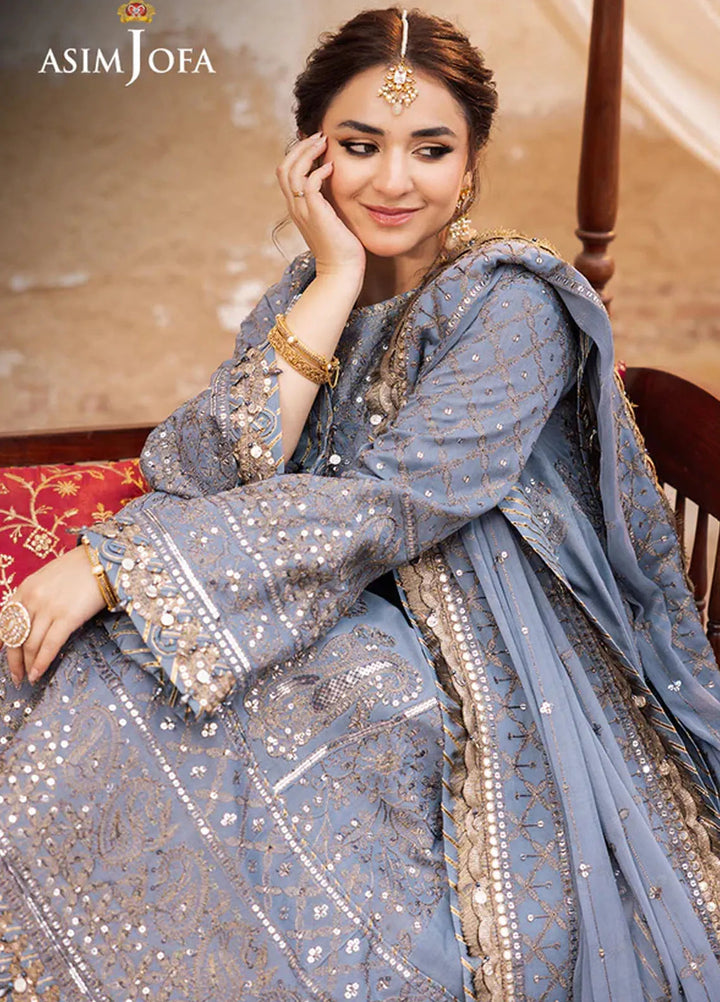 Asim Jofa Embroidered Paper Cotton Unstitched Suit 3 Piece AJ24CE AJCE-12 - Formal Collection