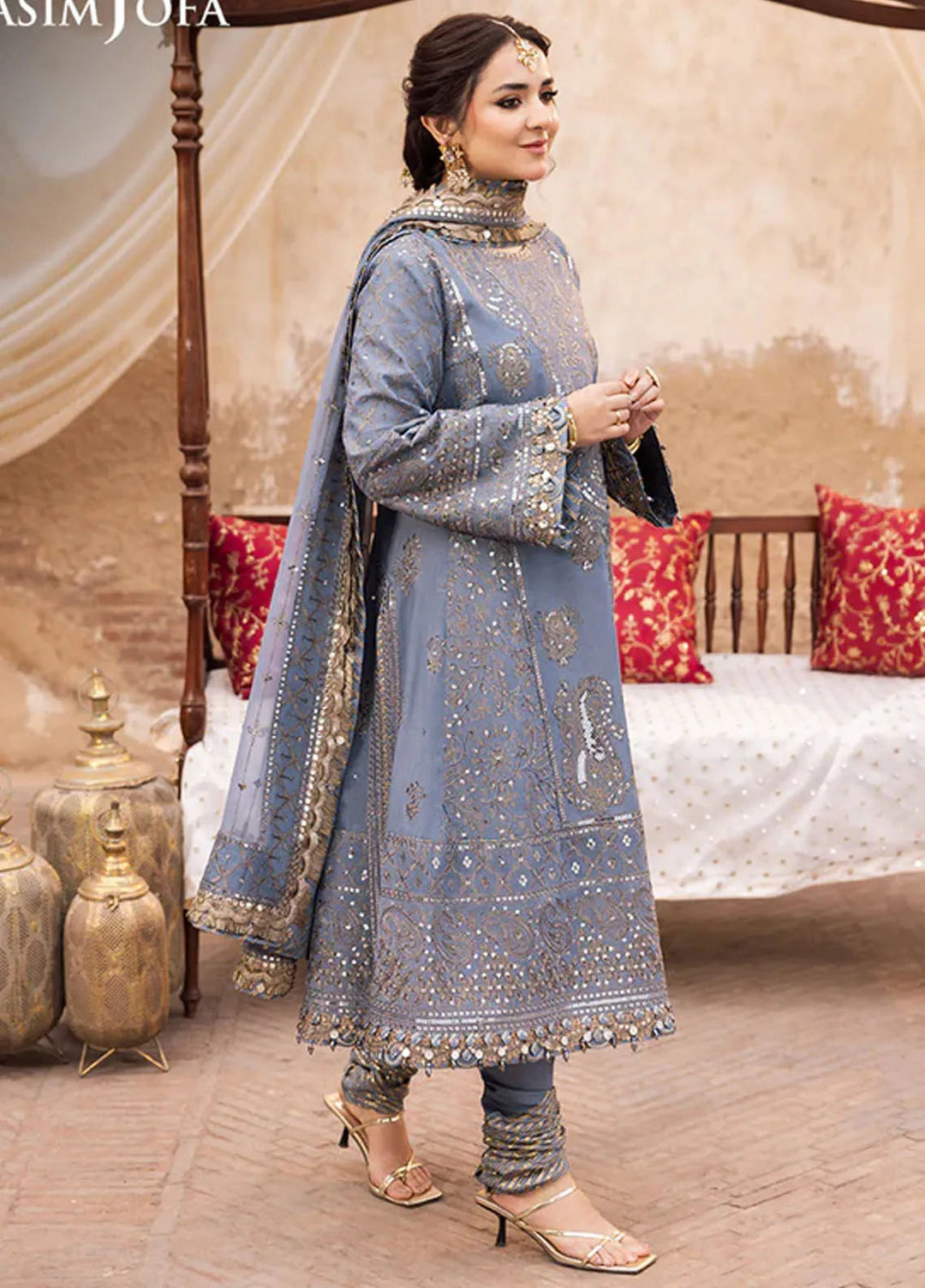 Asim Jofa Embroidered Paper Cotton Unstitched Suit 3 Piece AJ24CE AJCE-12 - Formal Collection