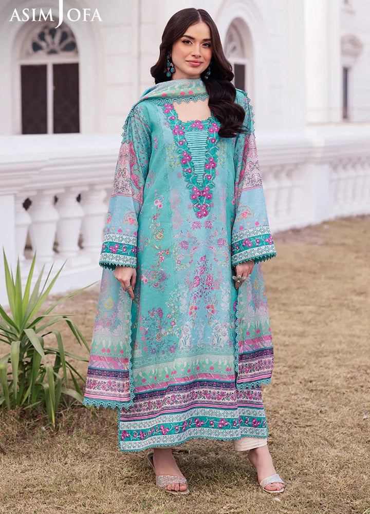 Asim Jofa Embroidered Raw Silk Suits Unstitched 3 Piece AJ25CS AJRS-04 - Formal Collection