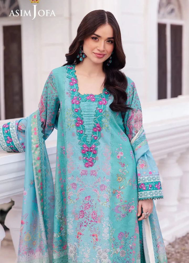 Asim Jofa Embroidered Raw Silk Suits Unstitched 3 Piece AJ25CS AJRS-04 - Formal Collection