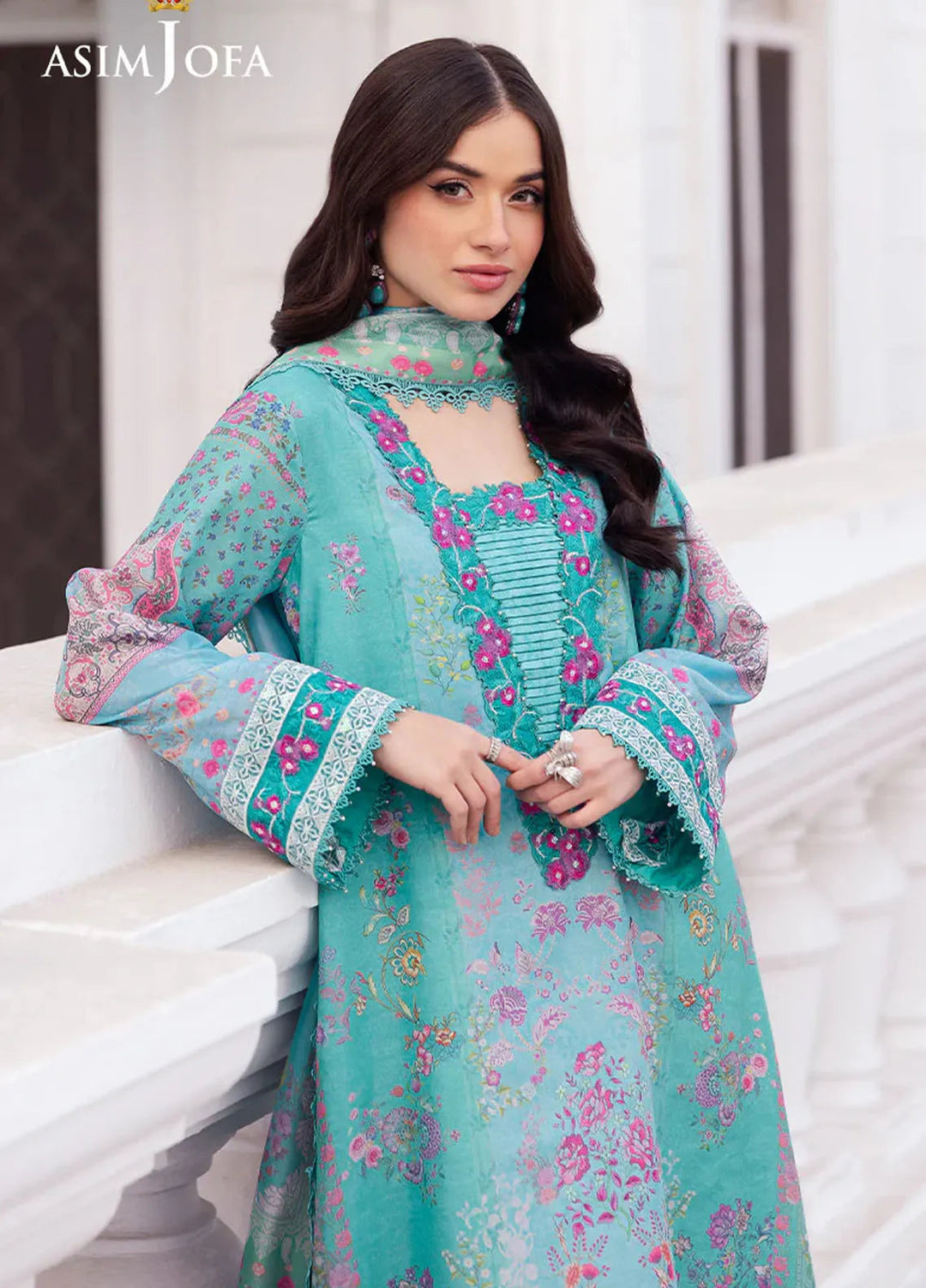 Asim Jofa Embroidered Raw Silk Suits Unstitched 3 Piece AJ25CS AJRS-04 - Formal Collection