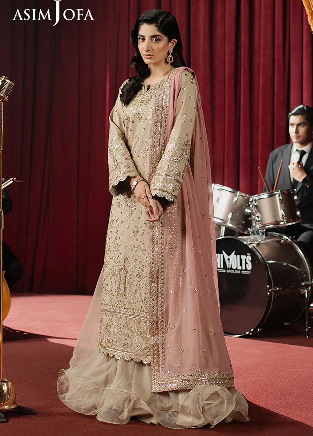 Asim Jofa Embroidered Raw Silk Suits Unstitched 3 Piece AJ25PF AJPF-24 - Festive Collection