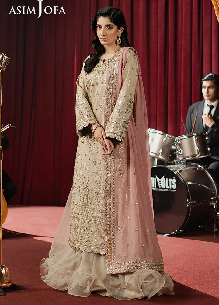Asim Jofa Embroidered Raw Silk Suits Unstitched 3 Piece AJ25PF AJPF-24 - Festive Collection