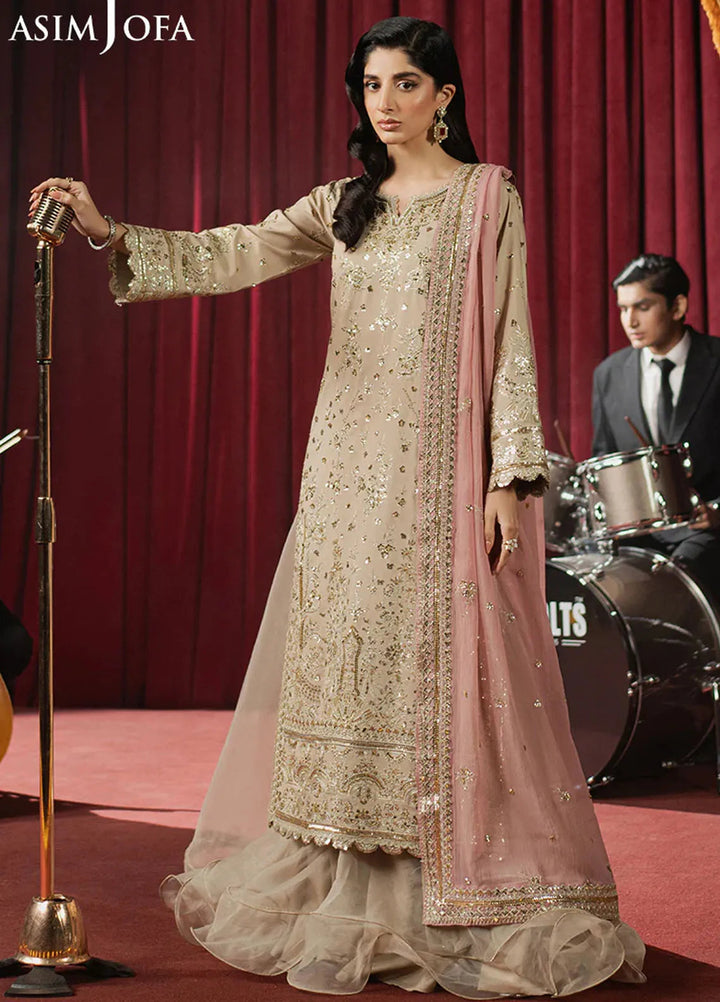 Asim Jofa Embroidered Raw Silk Suits Unstitched 3 Piece AJ25PF AJPF-24 - Festive Collection