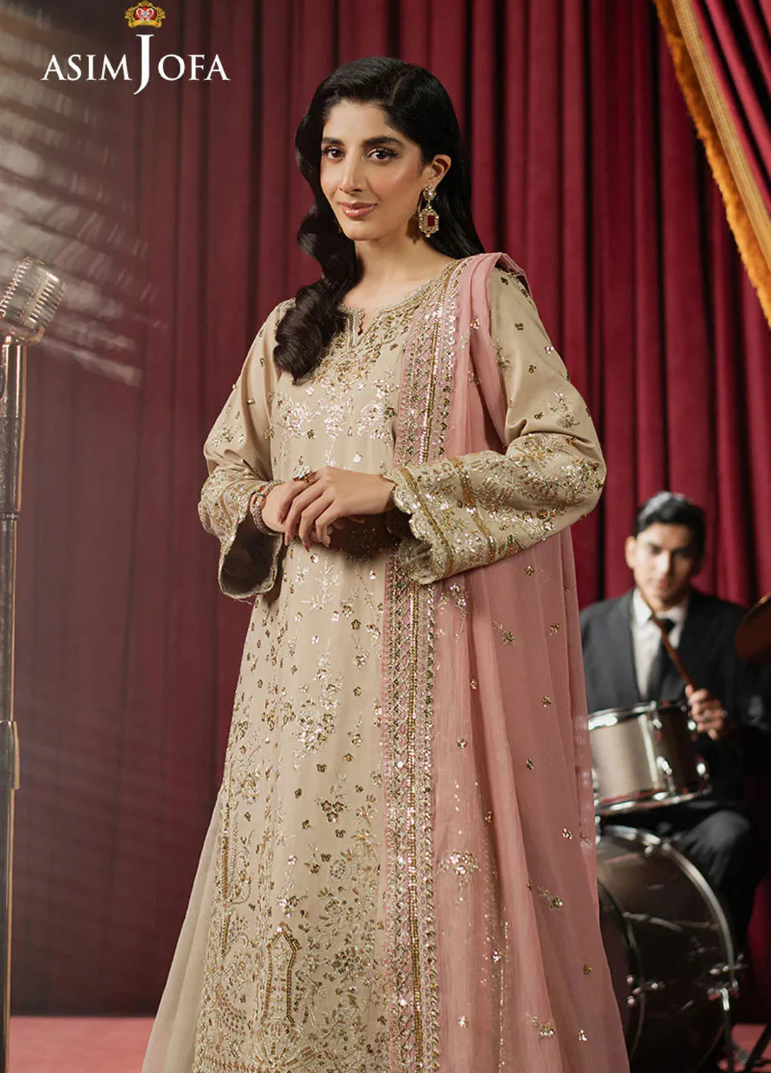 Asim Jofa Embroidered Raw Silk Suits Unstitched 3 Piece AJ25PF AJPF-24 - Festive Collection