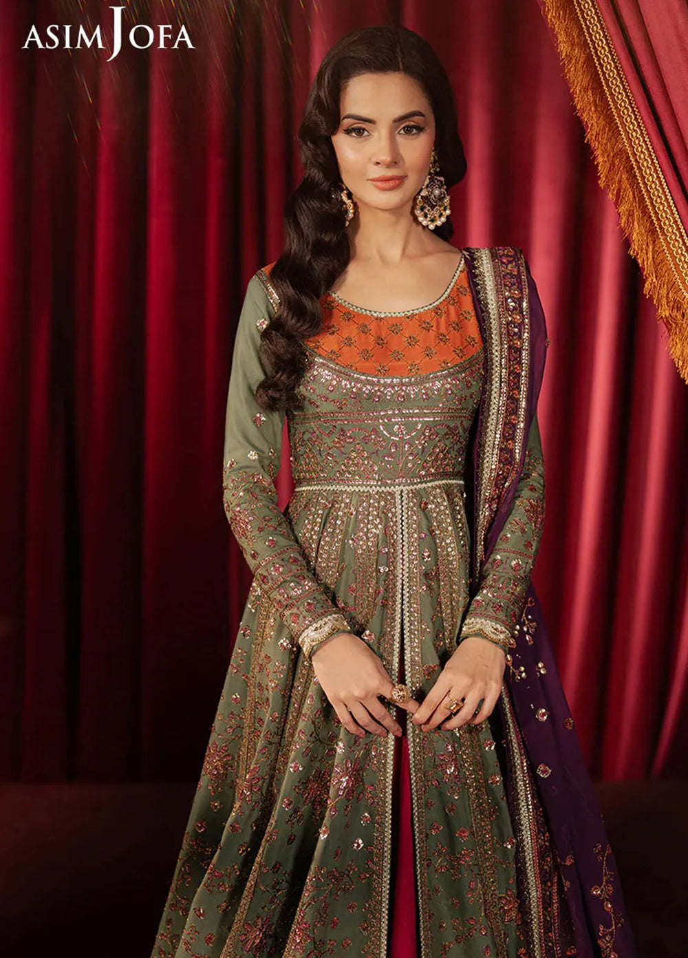 Asim Jofa Embroidered Raw Silk Suits Unstitched 3 Piece AJ25PF AJPF-37 - Festive Collection