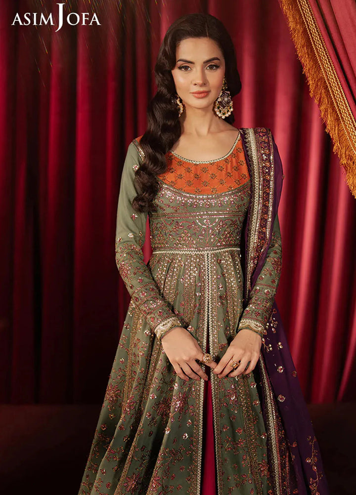 Asim Jofa Embroidered Raw Silk Suits Unstitched 3 Piece AJ25PF AJPF-37 - Festive Collection