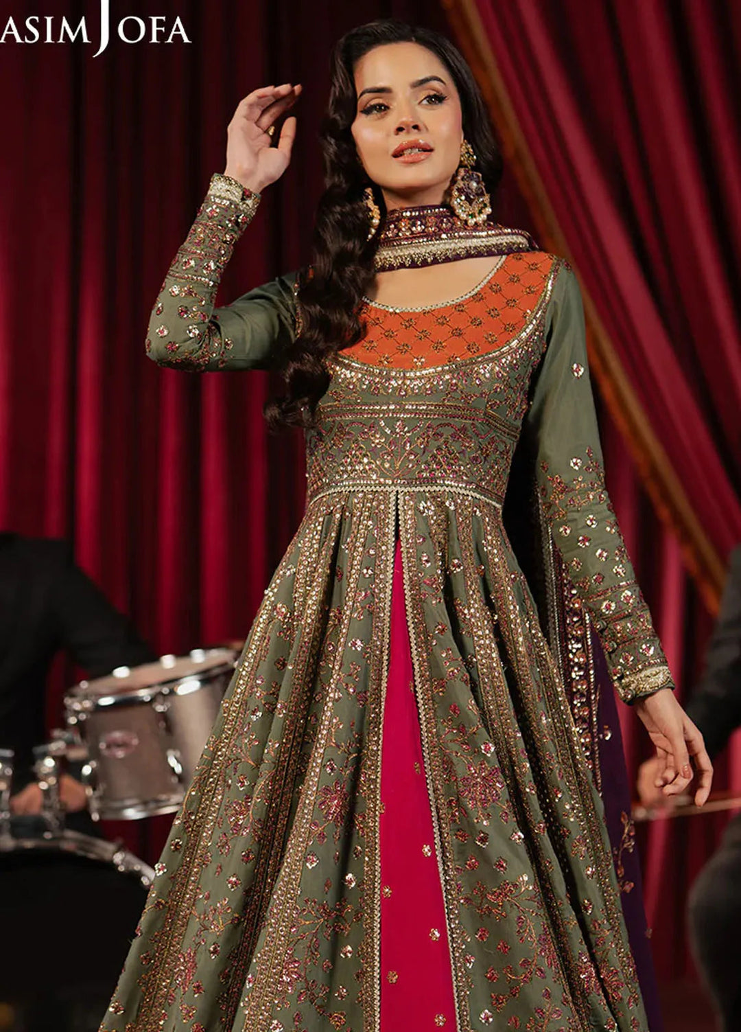 Asim Jofa Embroidered Raw Silk Suits Unstitched 3 Piece AJ25PF AJPF-37 - Festive Collection