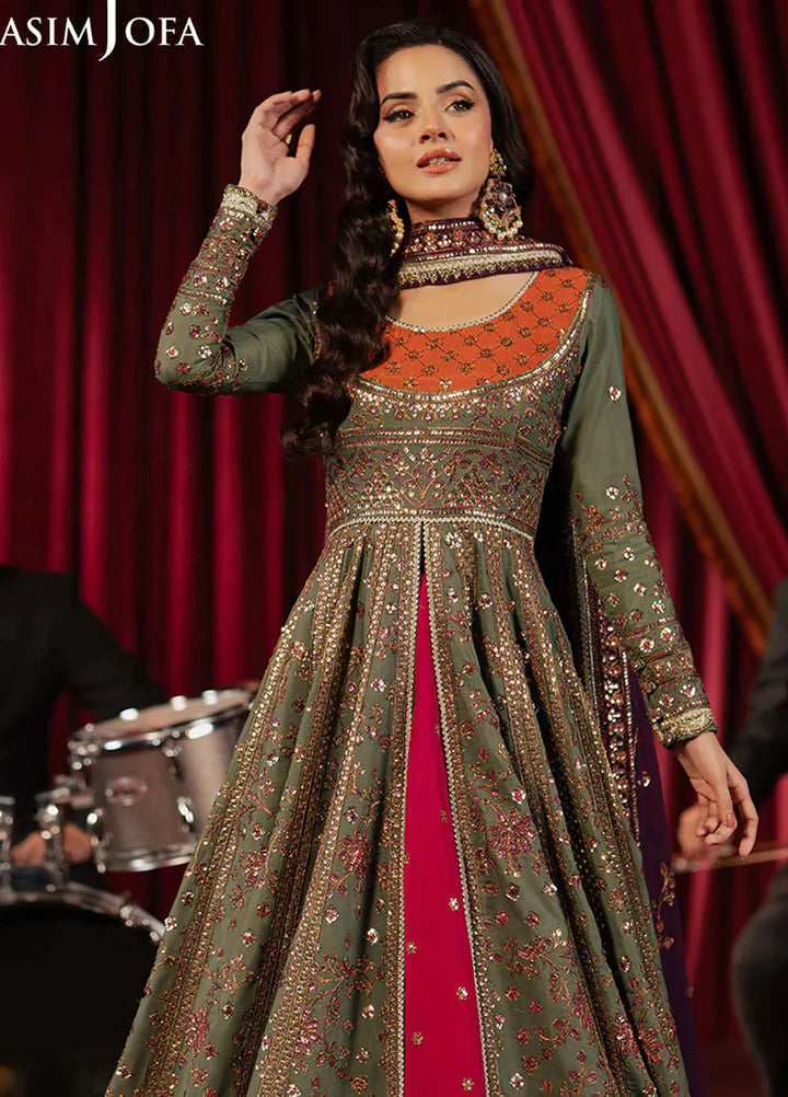Asim Jofa Embroidered Raw Silk Suits Unstitched 3 Piece AJ25PF AJPF-37 - Festive Collection