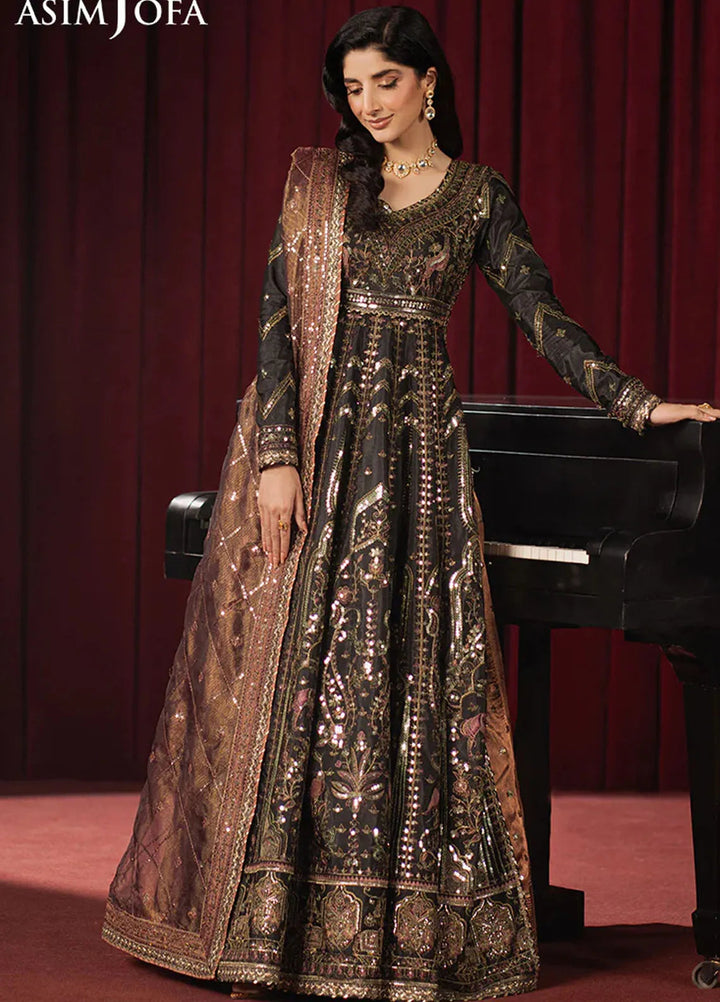 Asim Jofa Embroidered Shimmer Silk Suits Unstitched 3 Piece AJ25PF AJPF-38 - Festive Collection