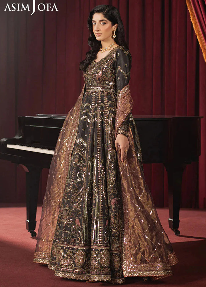 Asim Jofa Embroidered Shimmer Silk Suits Unstitched 3 Piece AJ25PF AJPF-38 - Festive Collection