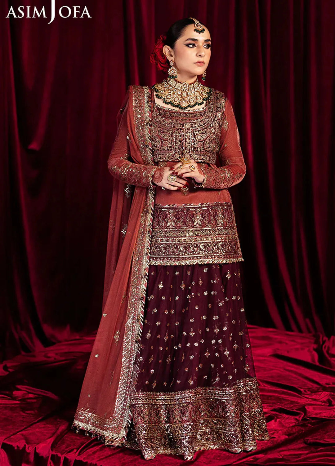 Asim Jofa Embroidered Silk Suits Unstitched 2 Piece AJ24M AJMV-04 - Luxury Collection