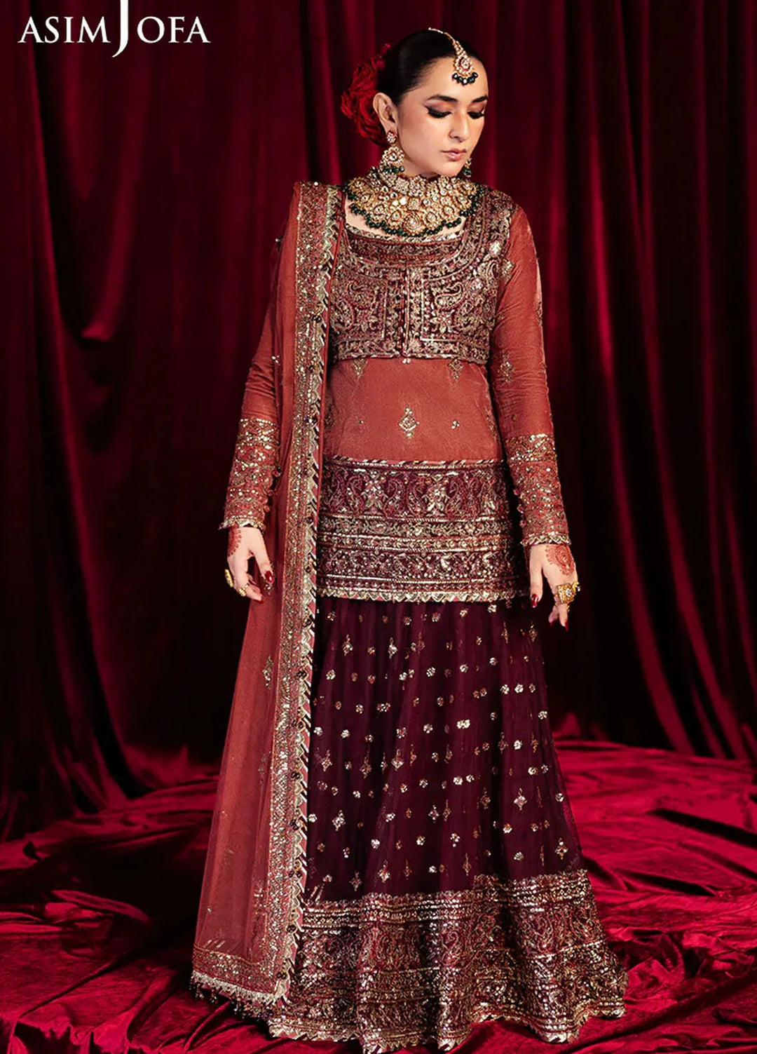 Asim Jofa Embroidered Silk Suits Unstitched 2 Piece AJ24M AJMV-04 - Luxury Collection