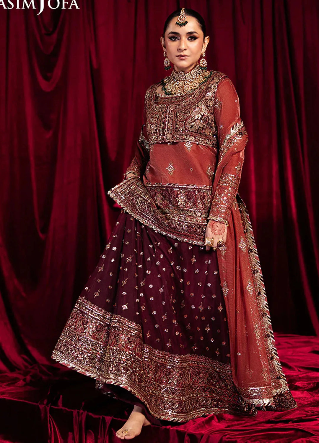 Asim Jofa Embroidered Silk Suits Unstitched 2 Piece AJ24M AJMV-04 - Luxury Collection