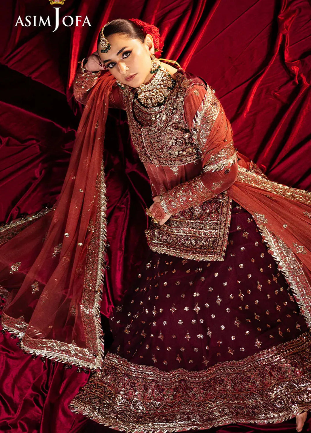 Asim Jofa Embroidered Silk Suits Unstitched 2 Piece AJ24M AJMV-04 - Luxury Collection