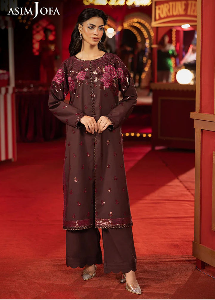 Asim Jofa Embroidered Silk Suits Unstitched 2 Piece AJ25LD AJLLF-10 - Festive Collection
