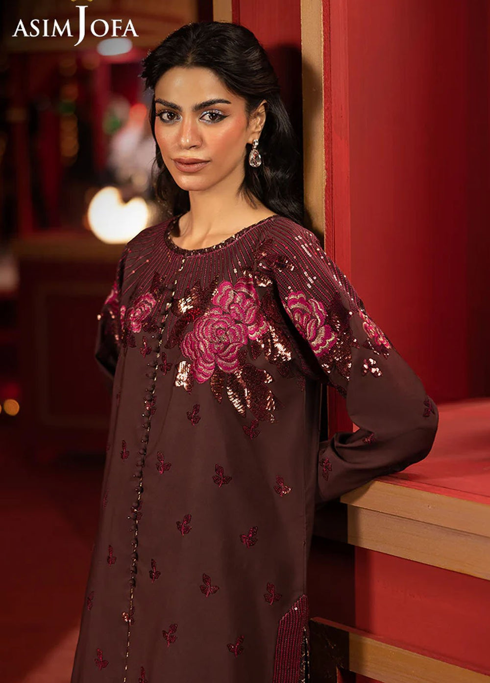 Asim Jofa Embroidered Silk Suits Unstitched 2 Piece AJ25LD AJLLF-10 - Festive Collection
