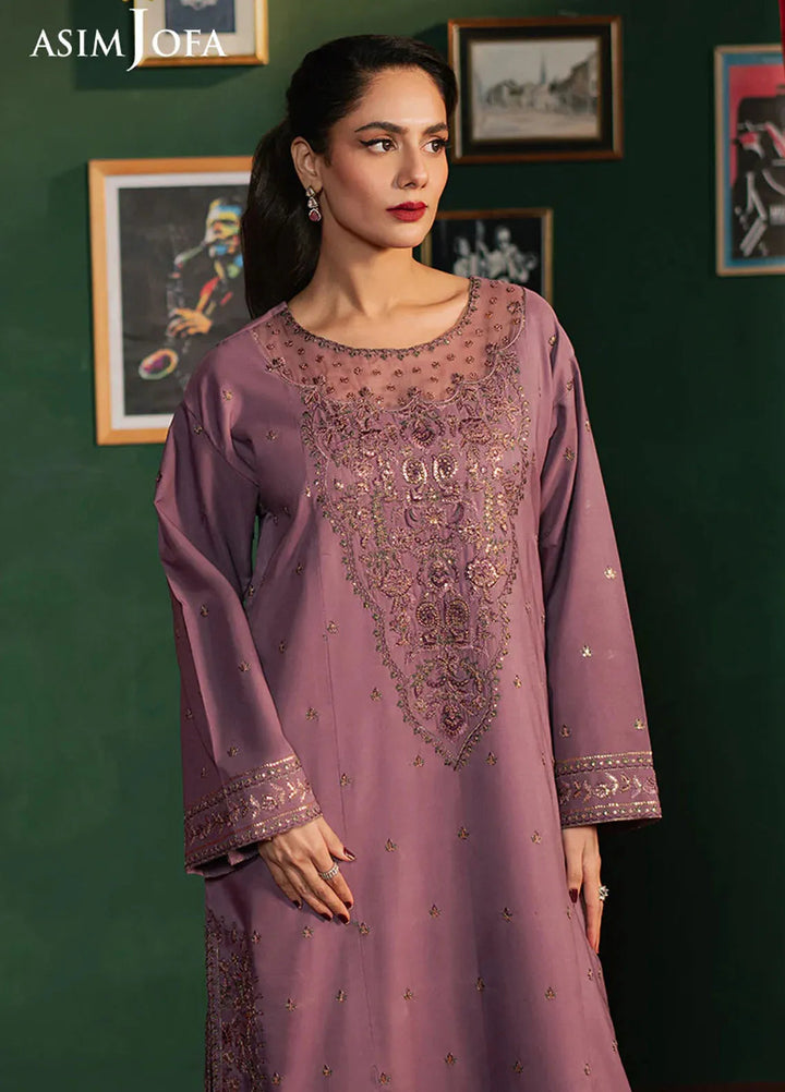 Asim Jofa Embroidered Silk Suits Unstitched 2 Piece AJ25PF AJPF-09 - Festive Collection